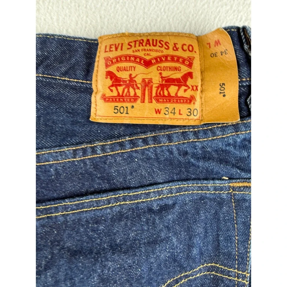 Levis 501 Original Fit Mens Dark Wash Indigo Button Fly Jeans W34 L30 00501-0000
